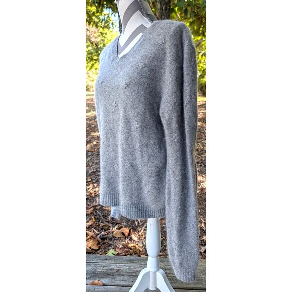 Vintage Paul Harris Lambswool Angora Gray V neck XL Cardigan Sweater Soft Girl - Picture 5 of 10